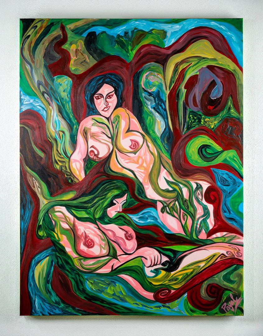 The Garden Consumes by Payal Agarwal, 2026. Acrylic on canvas, 48 × 36 in. Available.