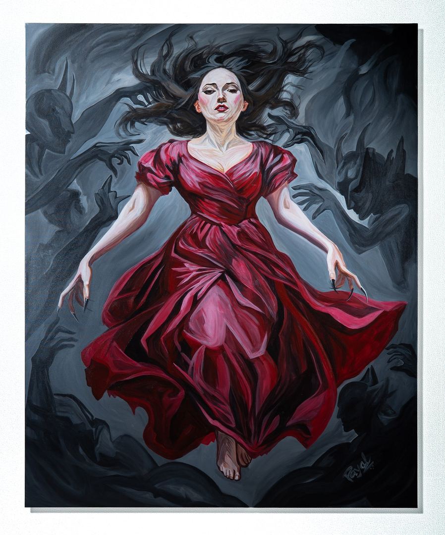The Gravity of Touch by Payal Agarwal, 2026. Acrylic on canvas, 60 × 48 in. In Exhibition.