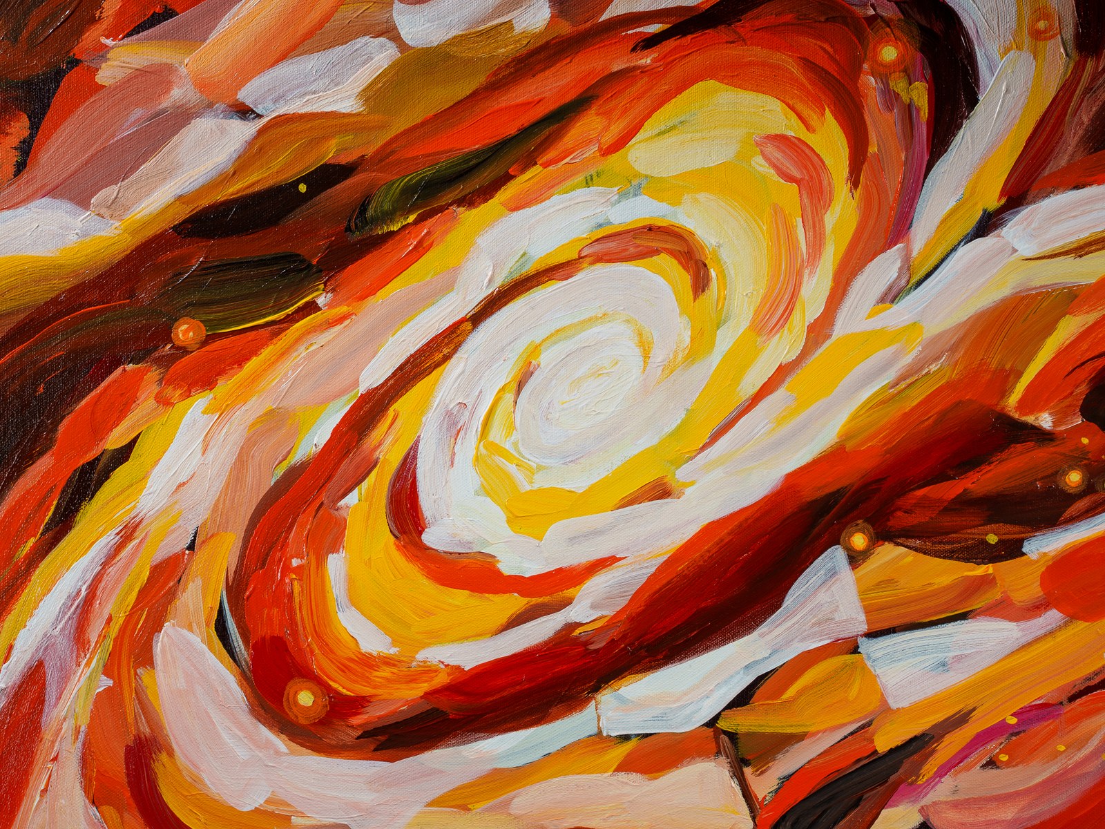 Closer pass on the incandescent core, yellow and white spiraling into itself. You Are the Reason Stars Form, 2026, by Payal Agarwal.